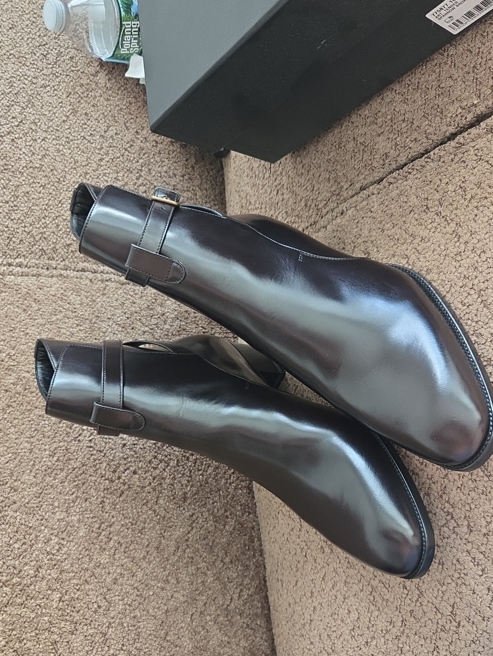 Saint Laurent Men's Polished Brown Chukka Boots with Side Strap